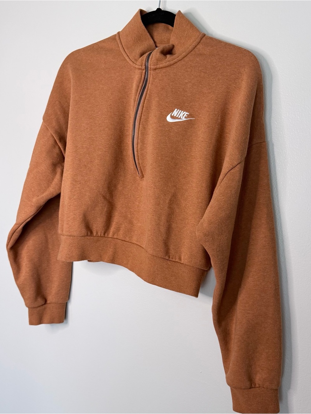 Nike Women’s Burnt Orange Half-Zip Cropped Sweatshirt